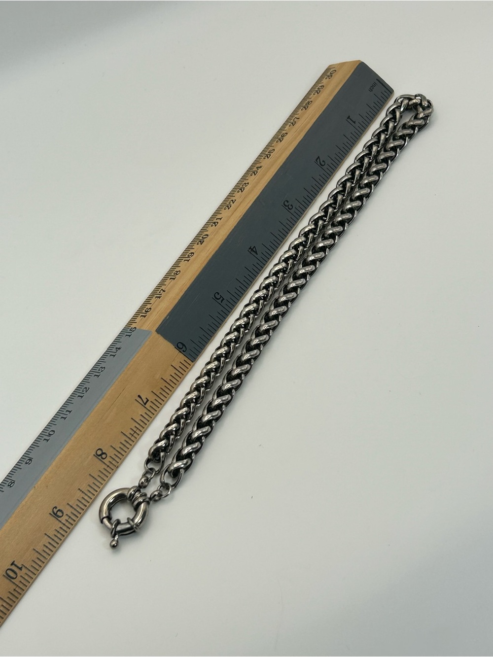 Gunmetal Wheat Chain Necklace Thick Chunky Edgy 16" Unsigned - Picture 10 of 12